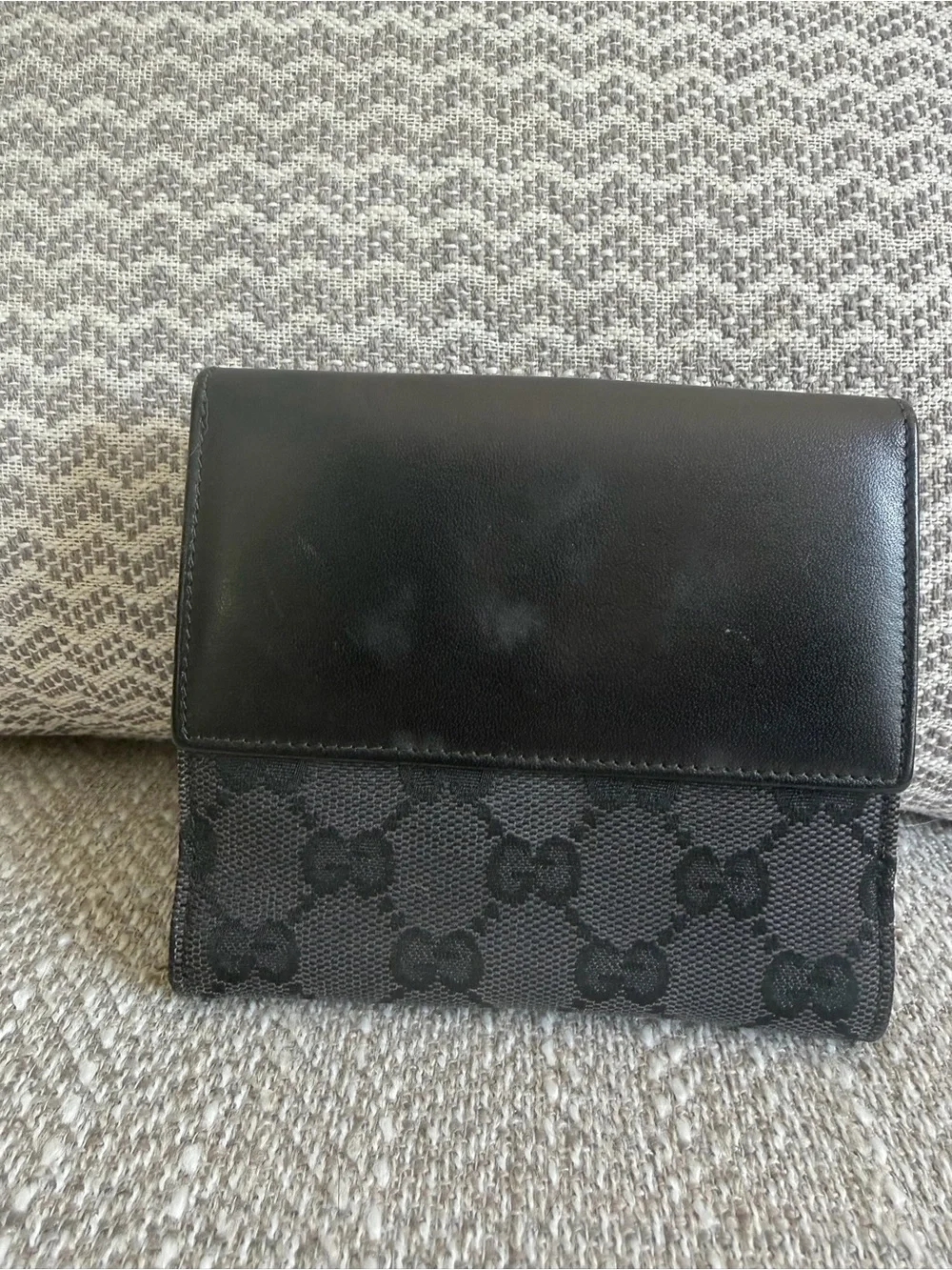 Gucci Black GG Canvas Jackie Bifold Wallet with Coin Pocke